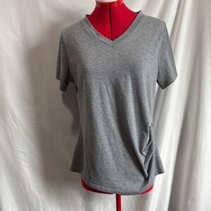 Gray V-Neck Women's Top